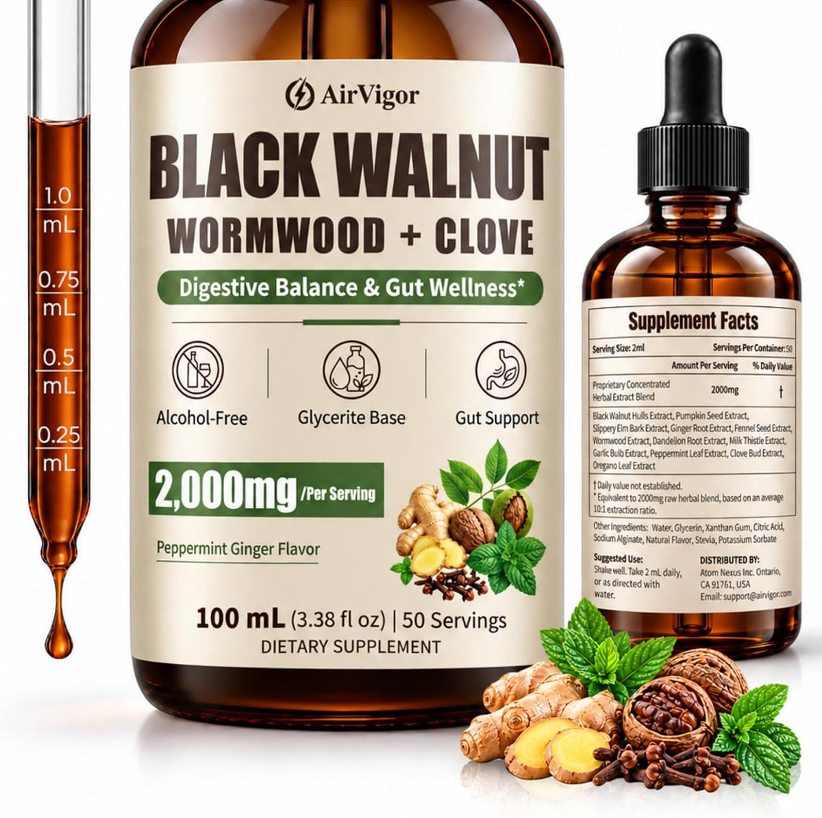Wormwood Black Walnut Clove Drops for Humans, 12-in-1 Cleanse