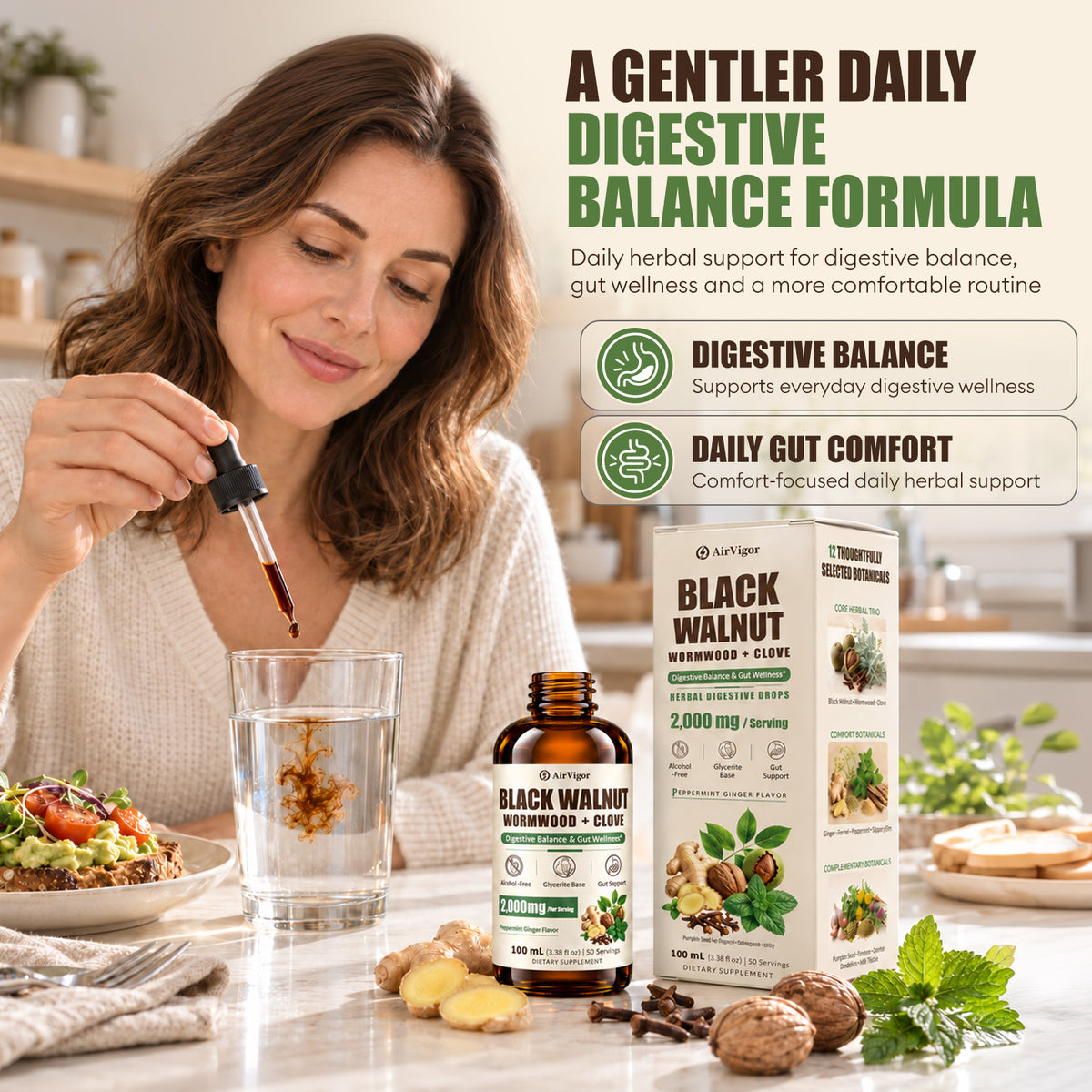 Wormwood Black Walnut Clove Drops for Humans, 12-in-1 Cleanse
