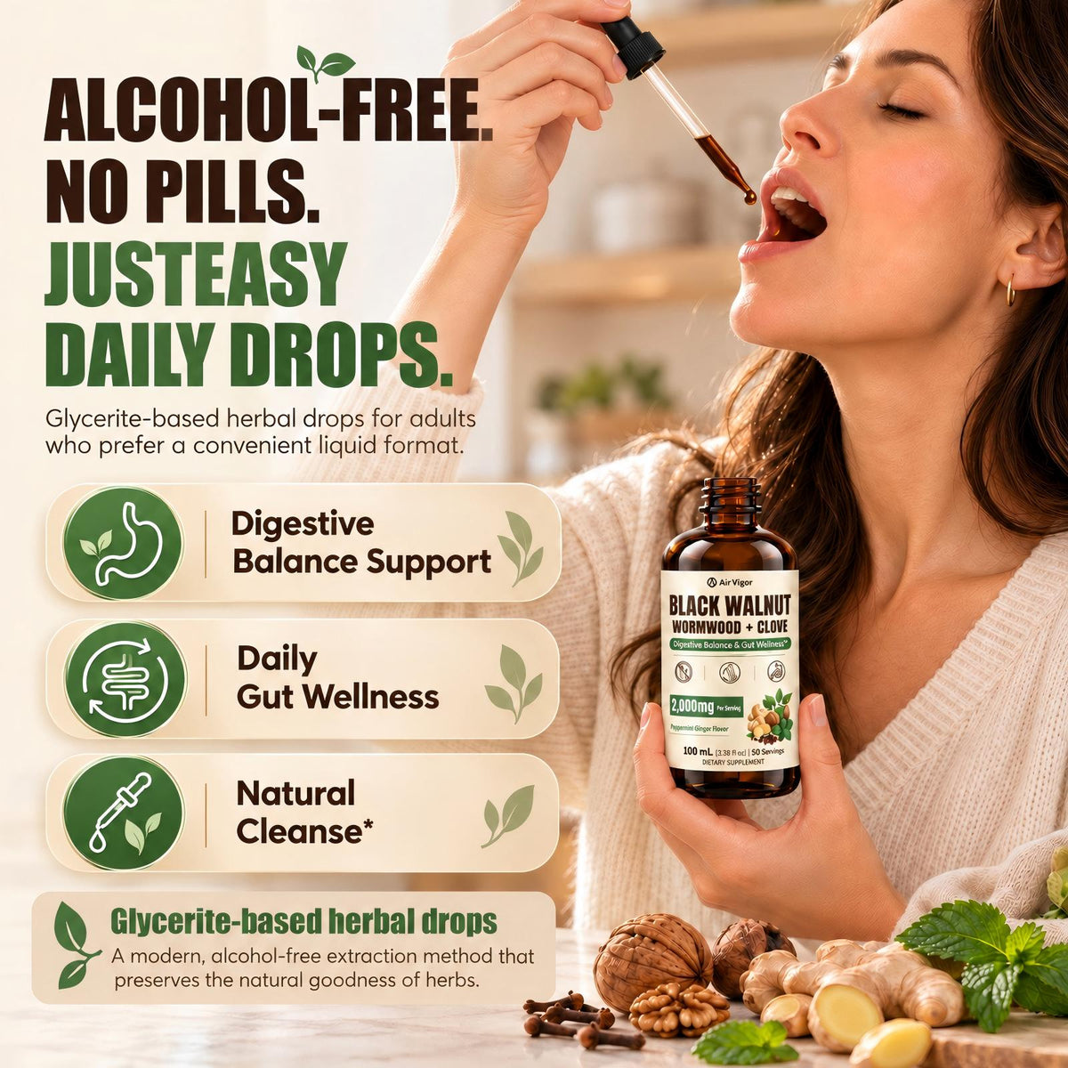 Wormwood Black Walnut Clove Drops for Humans, 12-in-1 Cleanse