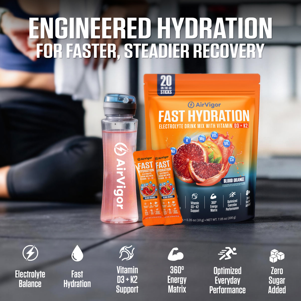 Electrolyte Powder Packets with Vitamin D3 & K2, Zero Sugar Added