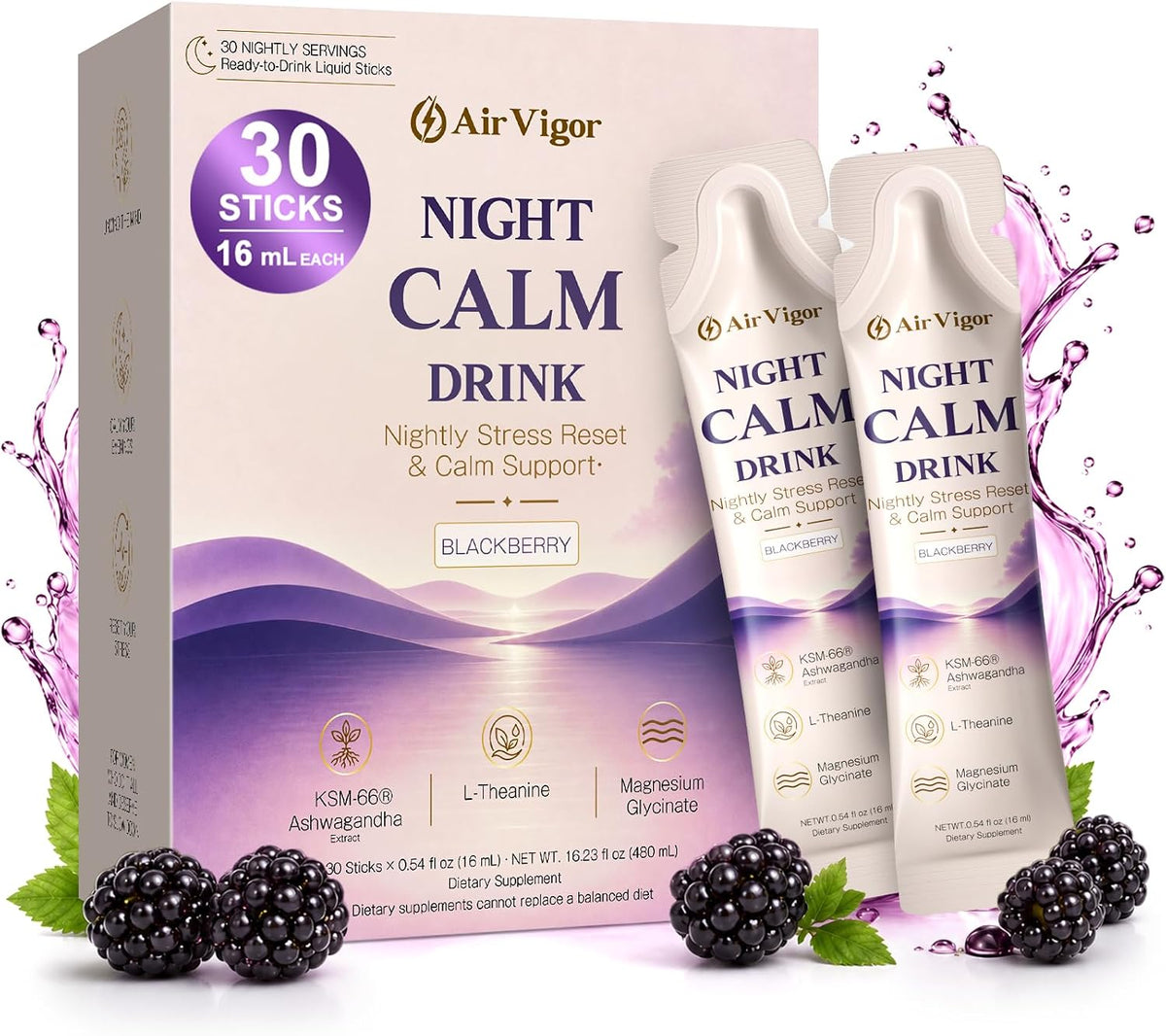 Cortisol Supplements for Women, Ready-to-Drink Night Calm Sticks