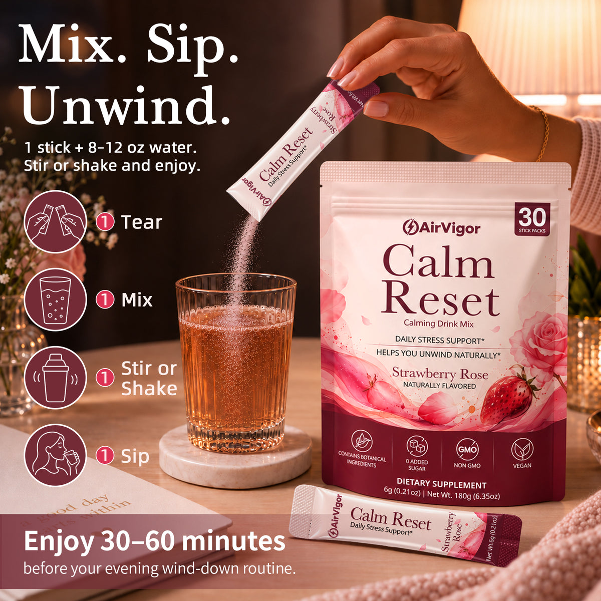 Cortisol Supplements for Women & Men, Cortisol Reducer Calm Drink Mix