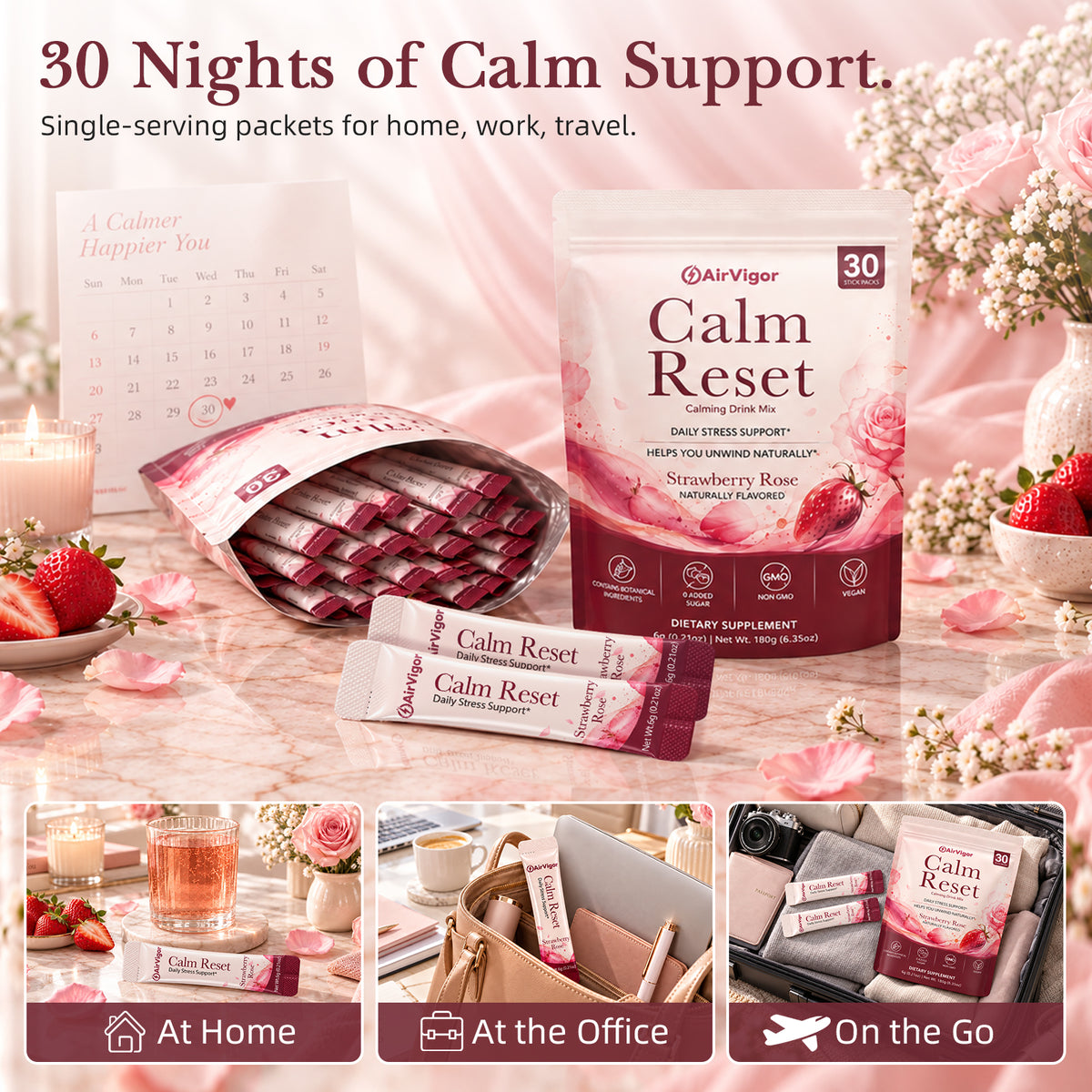 Cortisol Supplements for Women & Men, Cortisol Reducer Calm Drink Mix