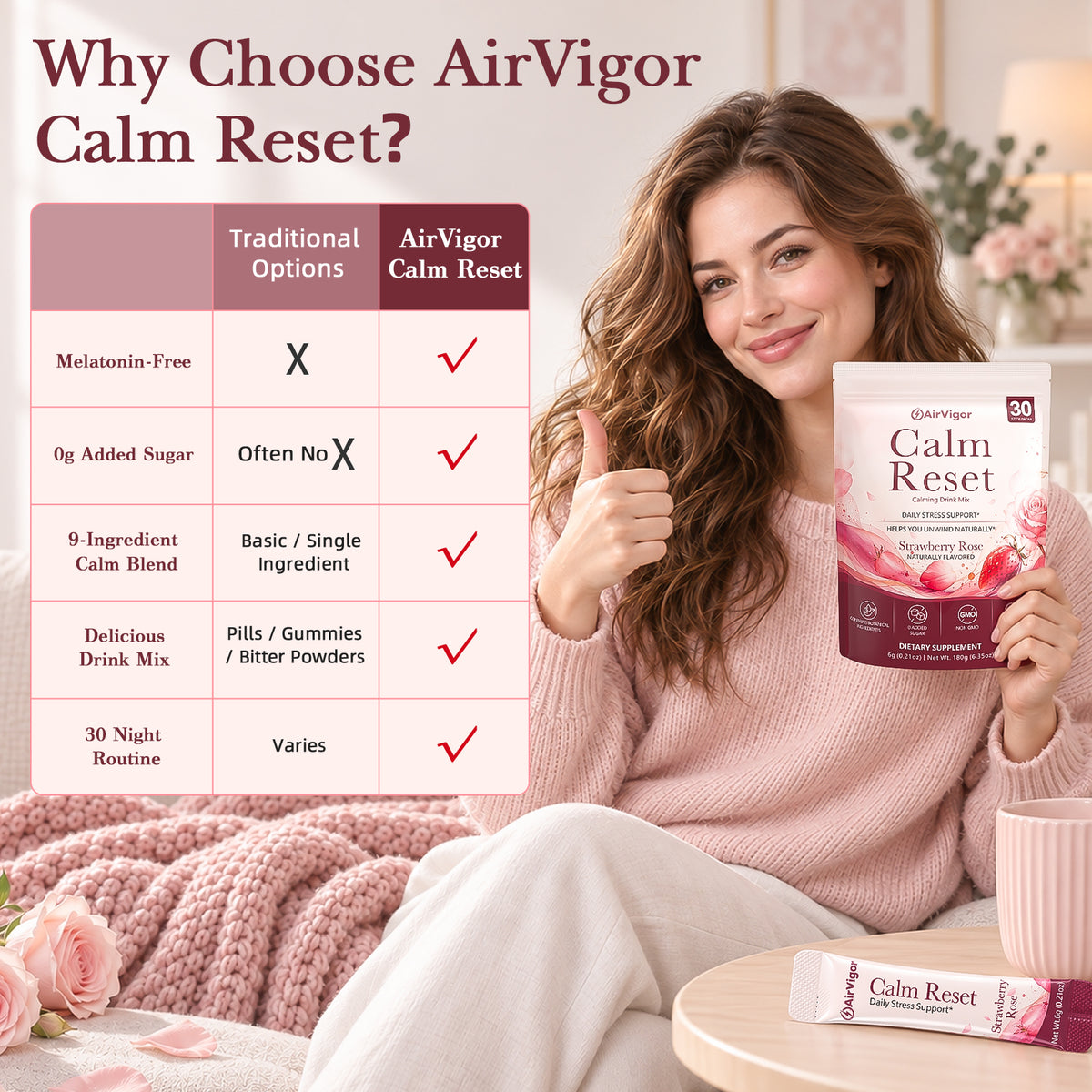 Cortisol Supplements for Women & Men, Cortisol Reducer Calm Drink Mix