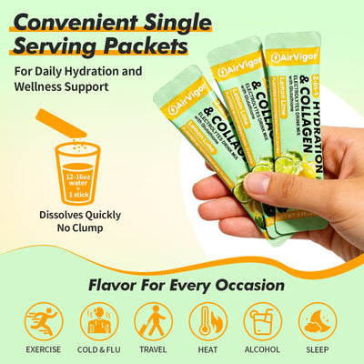 Collagen Electrolytes Powder Packets, 10g Collagen, Lemon Lime