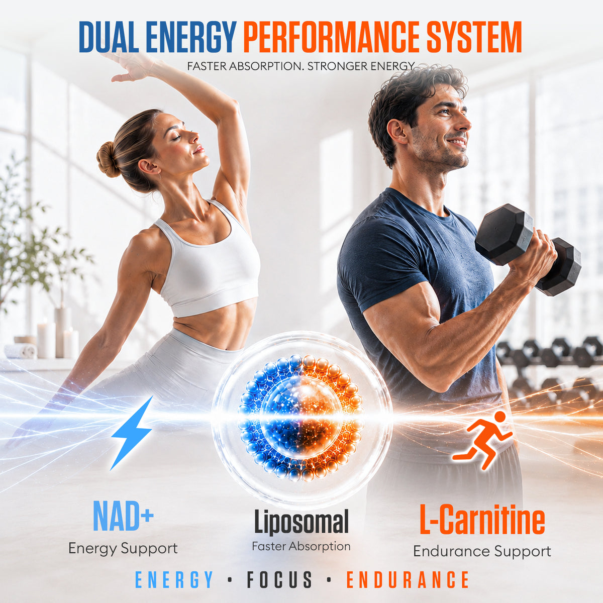 Liposomal NAD Supplement | AirVigor Citrus Liquid Sticks, 1500mg Blend with L-Carnitine for Energy