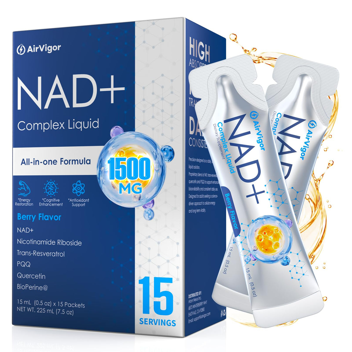 Liposomal NAD Supplement, 1500mg Blend with L-Carnitine for Energy
