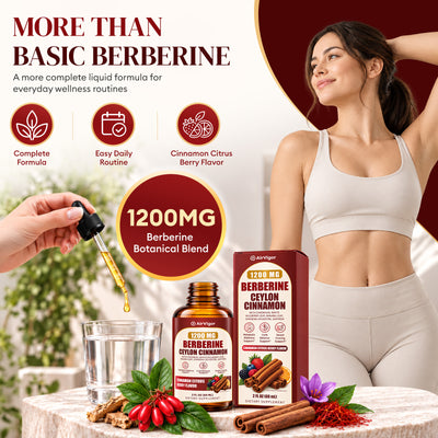 Berberine with Ceylon Cinnamon Supplement Liquid Drops, 1200mg