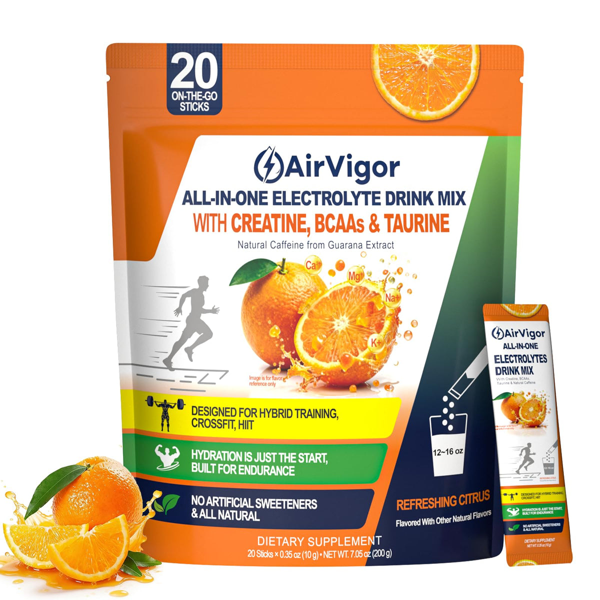 Electrolyte Drink Mix Packets for Hydration & Recovery, Sugar Free